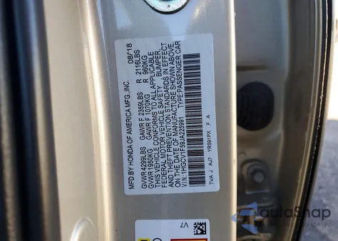 2018 Honda Accord Exl из США, поврежденный, VIN 1HGCV1F59JA225991